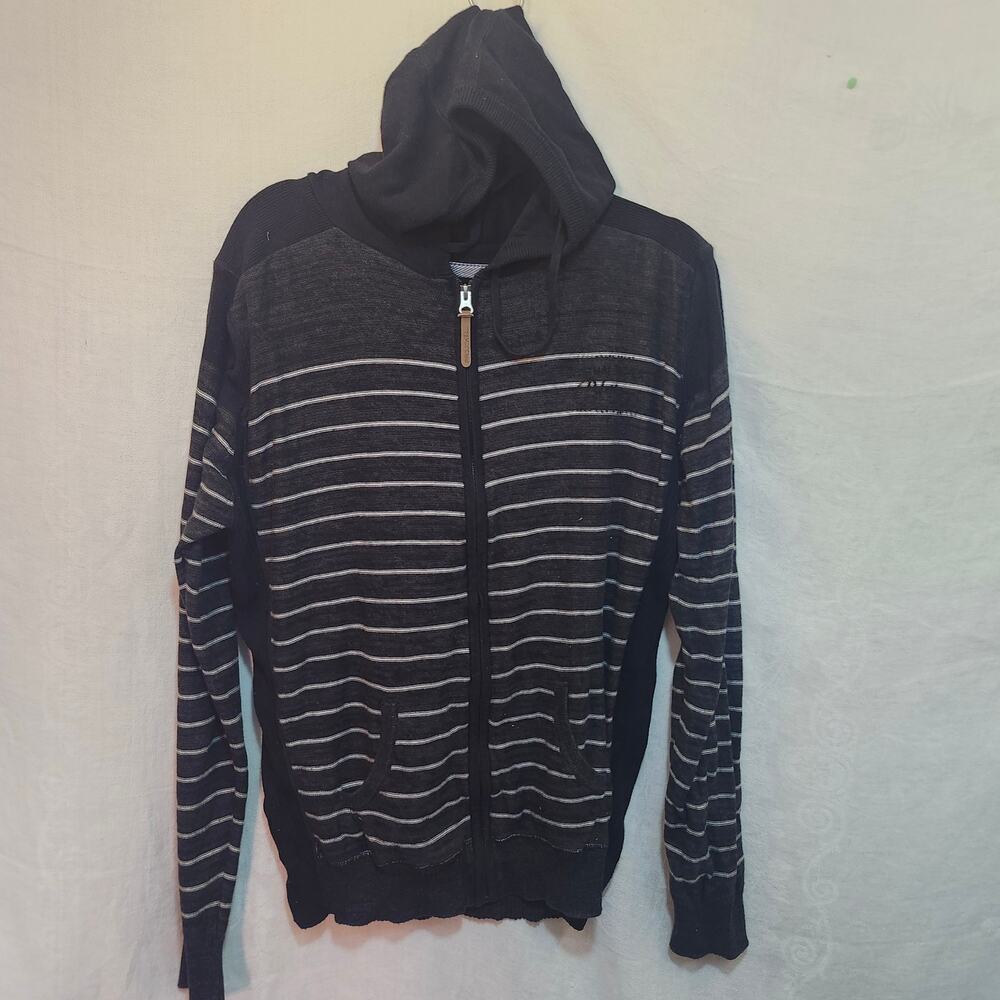 Mens Sz XL Sportex Zip Front Soft Heathered Grey Hooded Sweatshirt